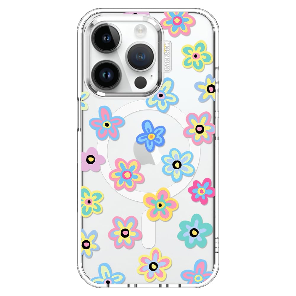 MOSNOVO Case for iPhone 14 Pro, [Compatible with Magsafe] [Buffertech 6.6ft Military-Grade Drop Protection] [Anti Peel Off Tech] Clear Phone Case