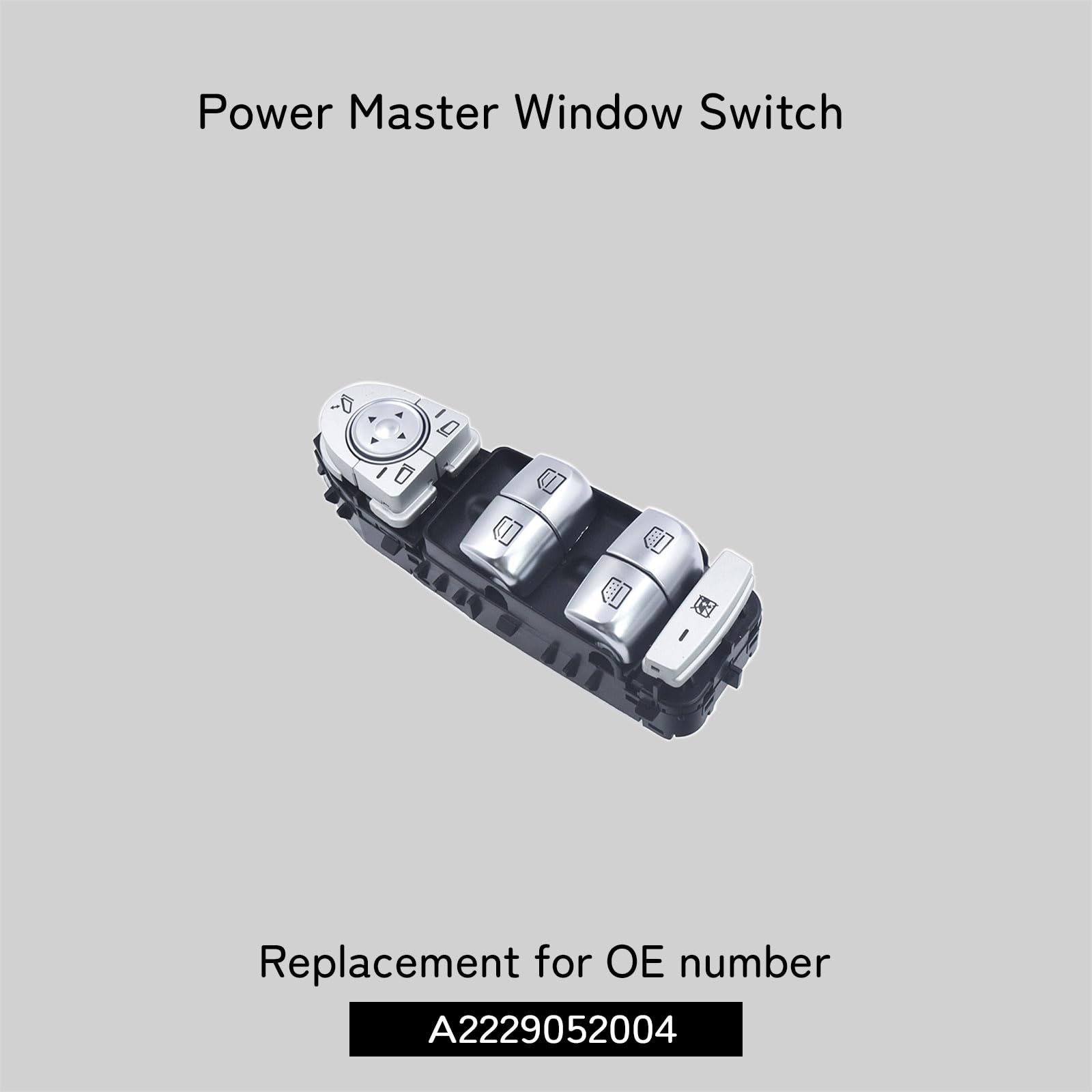 BZWS022 Interruttore Finestrino Elettrico per Lato Guidatore Nero Cromo Compatibile con A2139054803 A2229052004