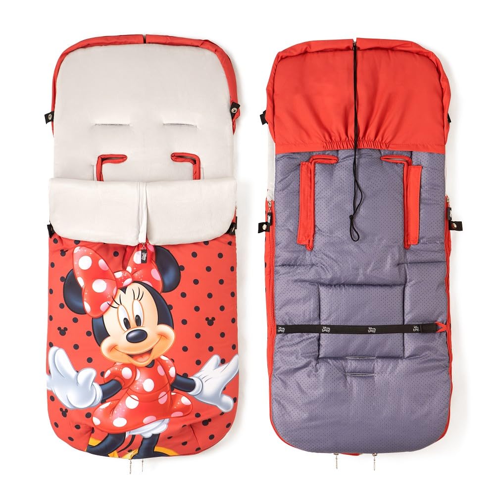 Saco Silla Paseo Universal Interbaby | Saco Bebe Invierno Suave, Cálido, Afelpado | Saco Carro Bebe Invierno Desmontable, Doble Apertura, Lavado Fácil, Materiales Antialérgicos, Minnie Topos