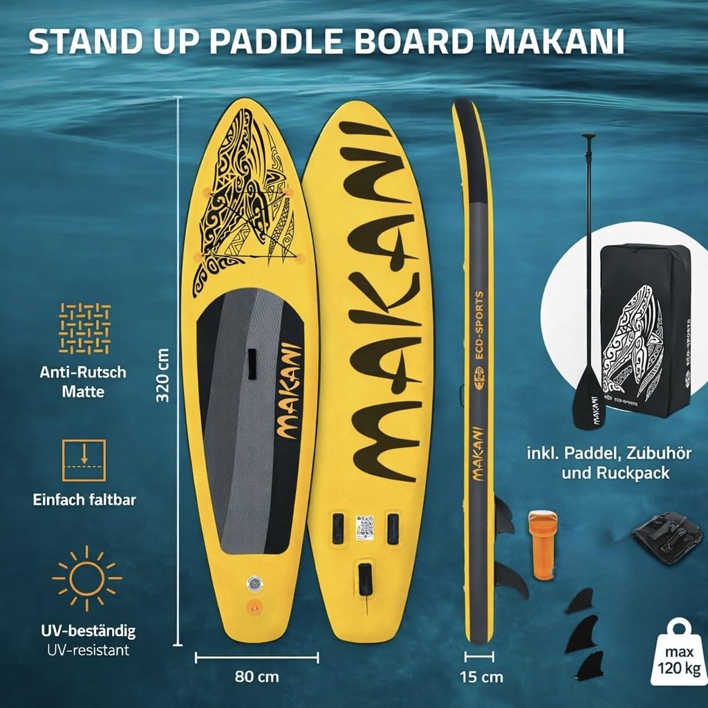 Makani Sup Gelb Stand Up Paddle Board Deska surfingowa 320 cm 120 kg
