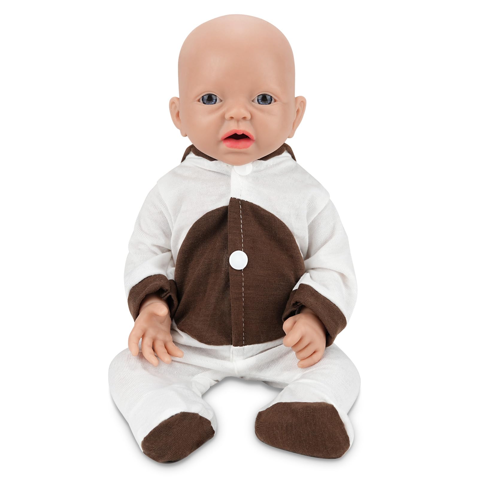 Vollence 14 inch Realistic Full Silicone Newborn Baby Doll, Soft and Safe Lifelike Babies Girl with Open Mouth - Girl
