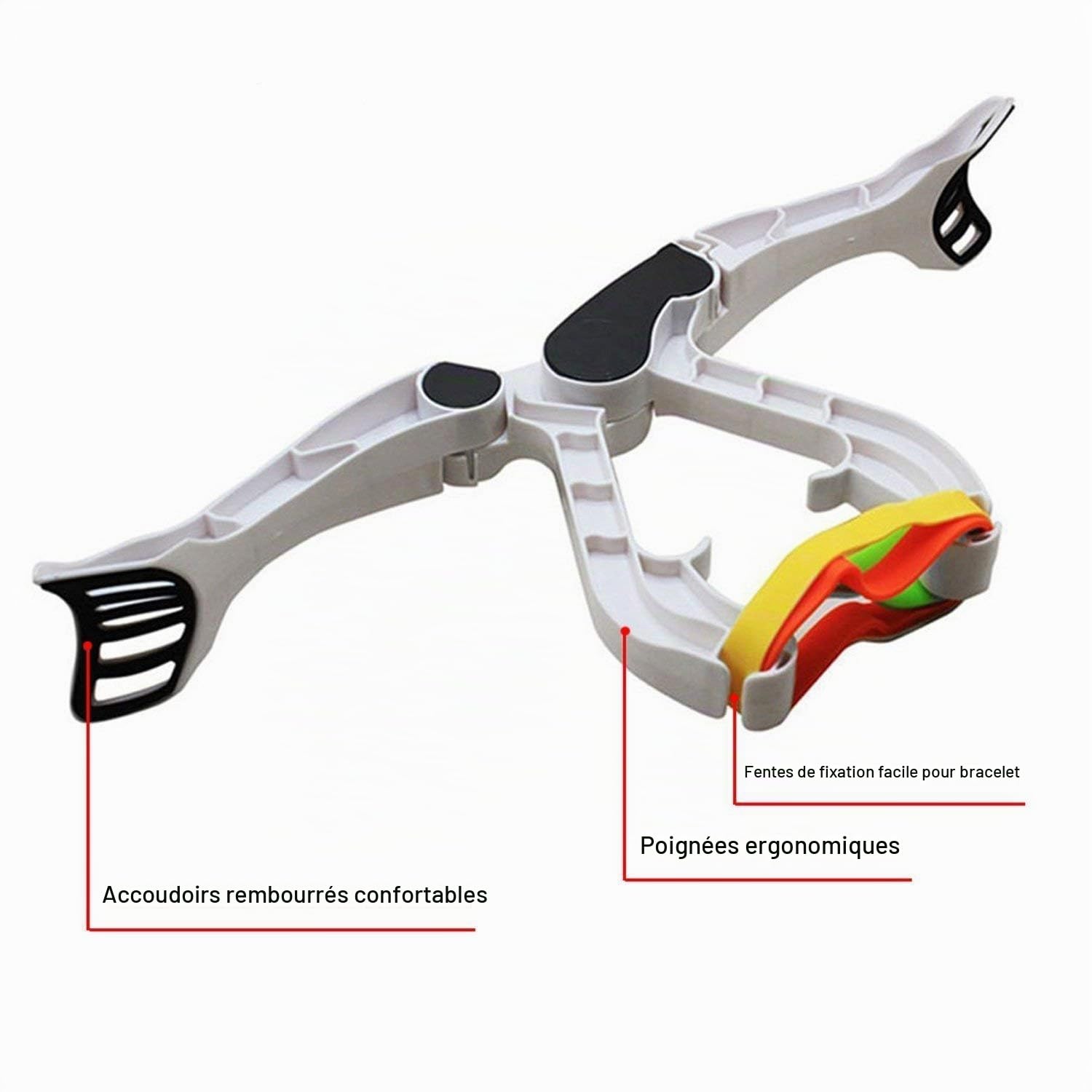 Wonder Arms, Appareils Bras Entraînement Équipement Avant Bras Exerciceur, Arm Upper Body Workout Machine avec 3 Bandes Blanc