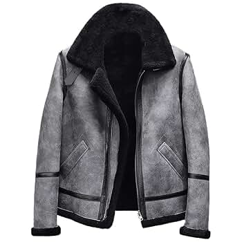 Denny&Dora Mens Sheepskin Shearling Jacket B3 Flight Jacket
