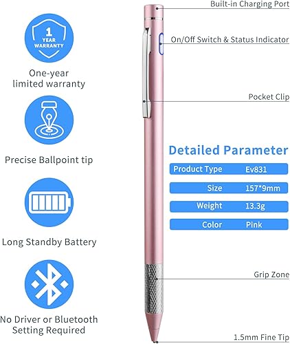 Miniatura 5 de Minilabo - Lápiz digital para Samsung Galaxy S23 Ultra Pen con pantalla táctil activa, lápiz digital con punta ultrafina de 0.069 pulgadas, para