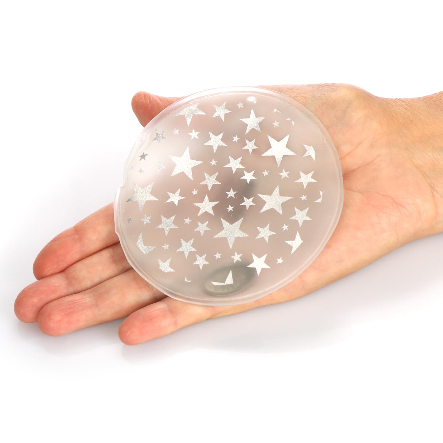 COM-FOUR® 4x scaldamani tascabili scaldamani riutilizzabili - scaldamani con piccole stelle - cuscinetto termico per le giornate fredde e in movimento (04 pezzi - Stelline trasparenti)