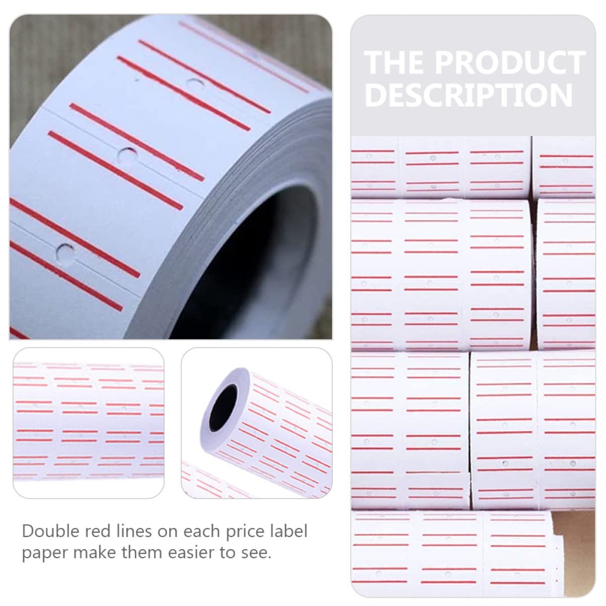 SOLUSTRE Étiquettes de Prix Autocollantes pour Marquage des Produits en Magasin Rouleaux de 40 en Papier Blanc pour Supermarché