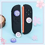 DLseego 4PCS Thumb Grips Designed for Nintendo Switch 2 2025,Soft Silicone Joycon Analog Controller Protective Anti-Slip Cover Button Joycon Joystick Caps Covers, Cherry Blossom Sakura - Purple