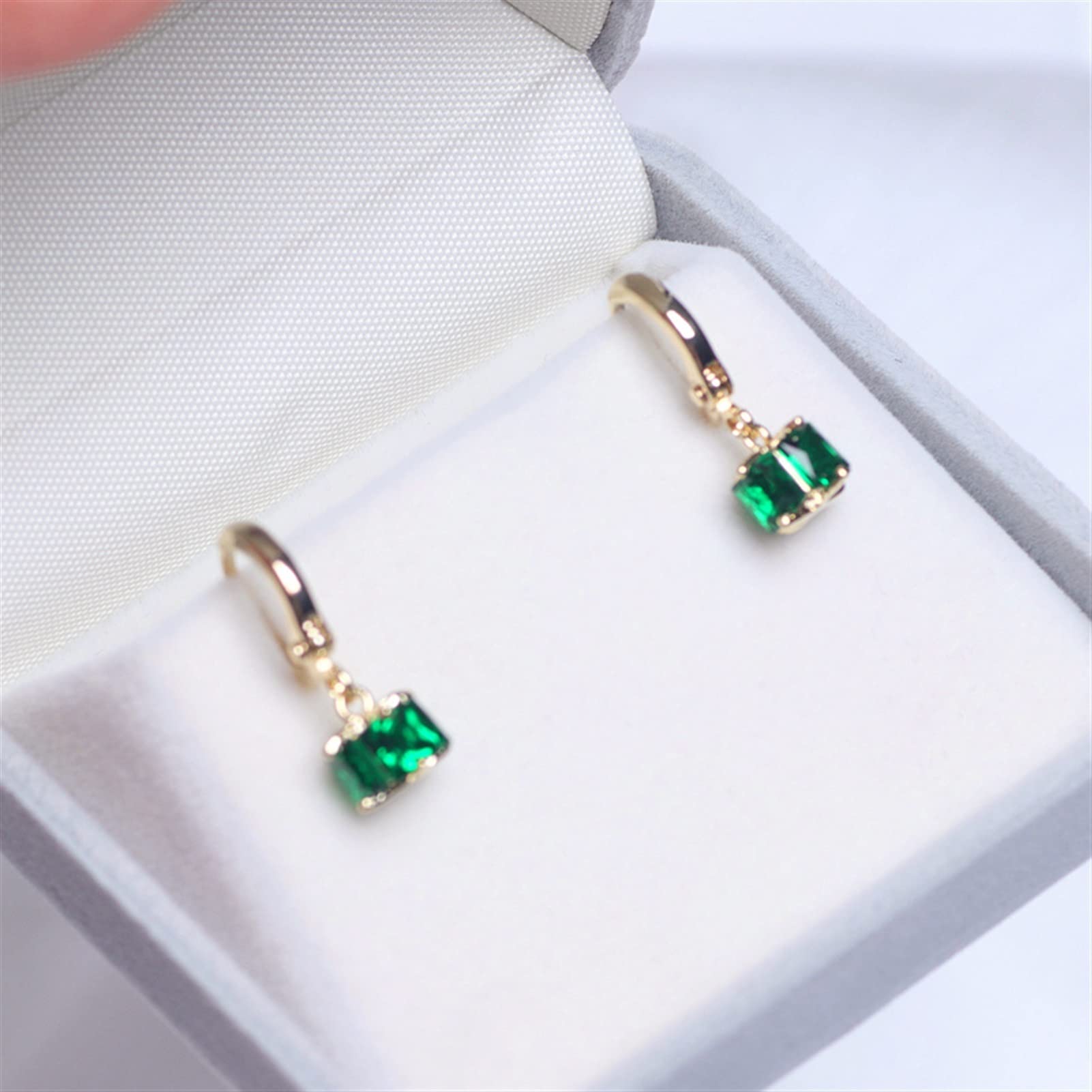 Design Charm Himple Rotondo Orecchini a Cerchio per Donne Orecchini in Pietra Di Cristallo Cubico Verde Vintage, ESBANT