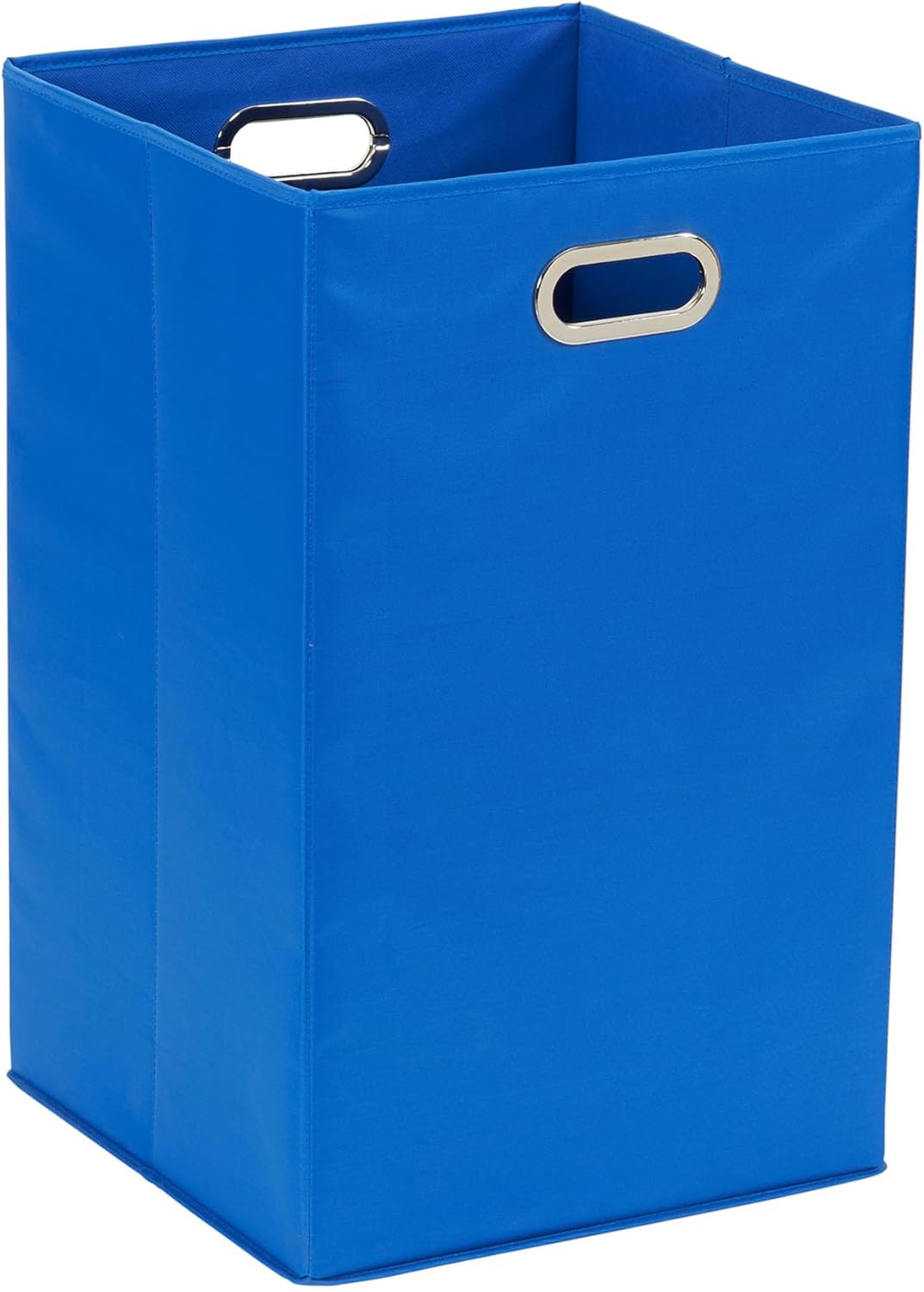 Household Essentials GEN Folding Laundry Hamper, Grommet Handles, Sturdy Fiberboard with Polyester Lining, Quick Set-Up, Squared Shape Saves Space, Blue