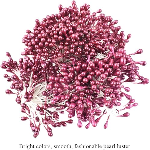 Miniatura 153 de HAHIYO 700 piezas de 0.118 in de perla amarilla de doble cabeza de estambres de flores Pistilo hecho a mano, flores artificiales para flore Amarillo