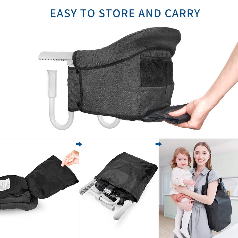 ANTEN Hook On High Chair, Dining High Chairs for Babies and Toddlers, Washable Feeding Seat, Tight Fixing Clip on Table High Chair (Black) : Baby