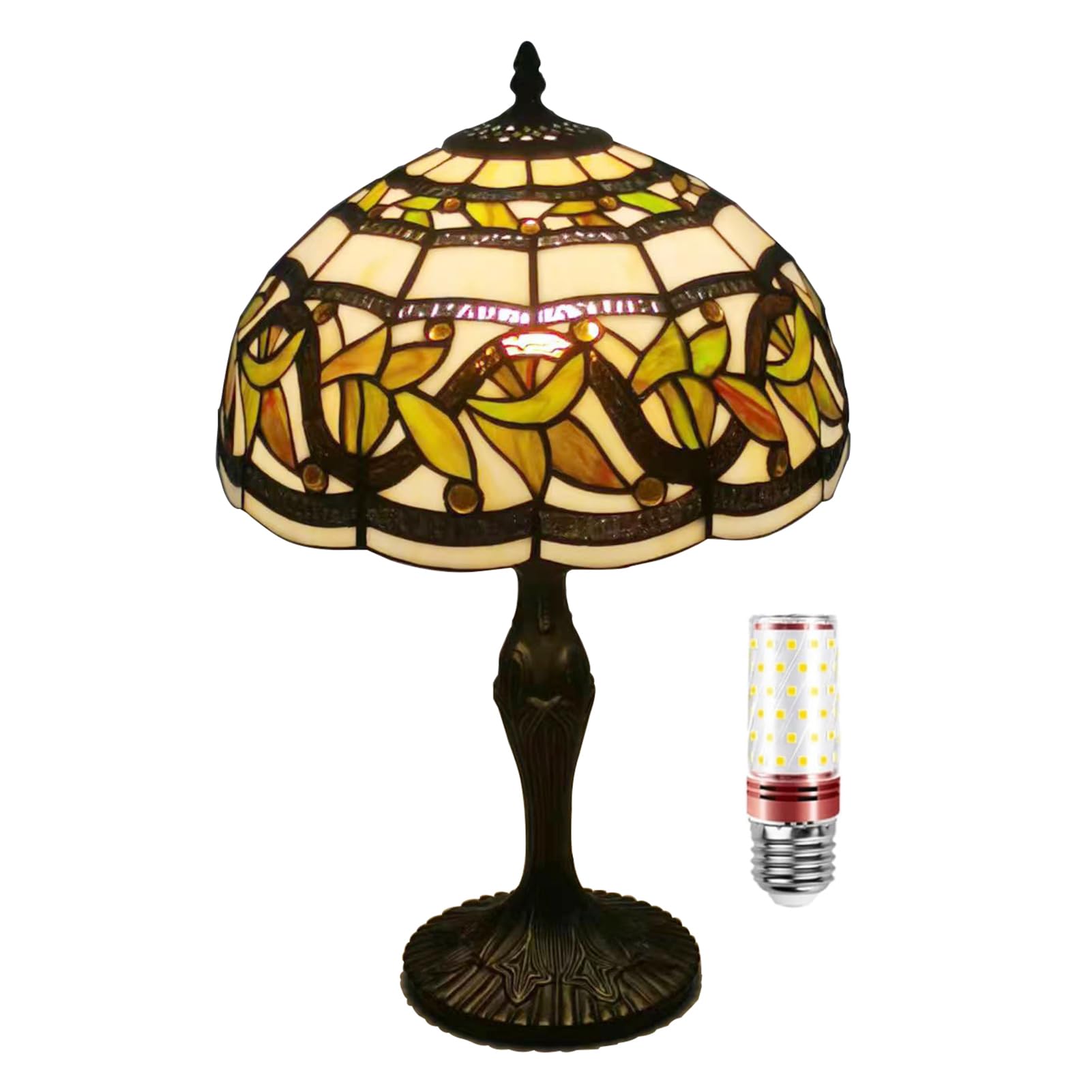Uziqueif 12 Inch Tiffany Lamps, Vintage Table Lamp, Stained Glass Lamp, Handmade Lamp Shades, Tiffany Lights Table Lamps, Table Lamps for Lounge, Bedrooms, Living Room, Bed Lamp,G