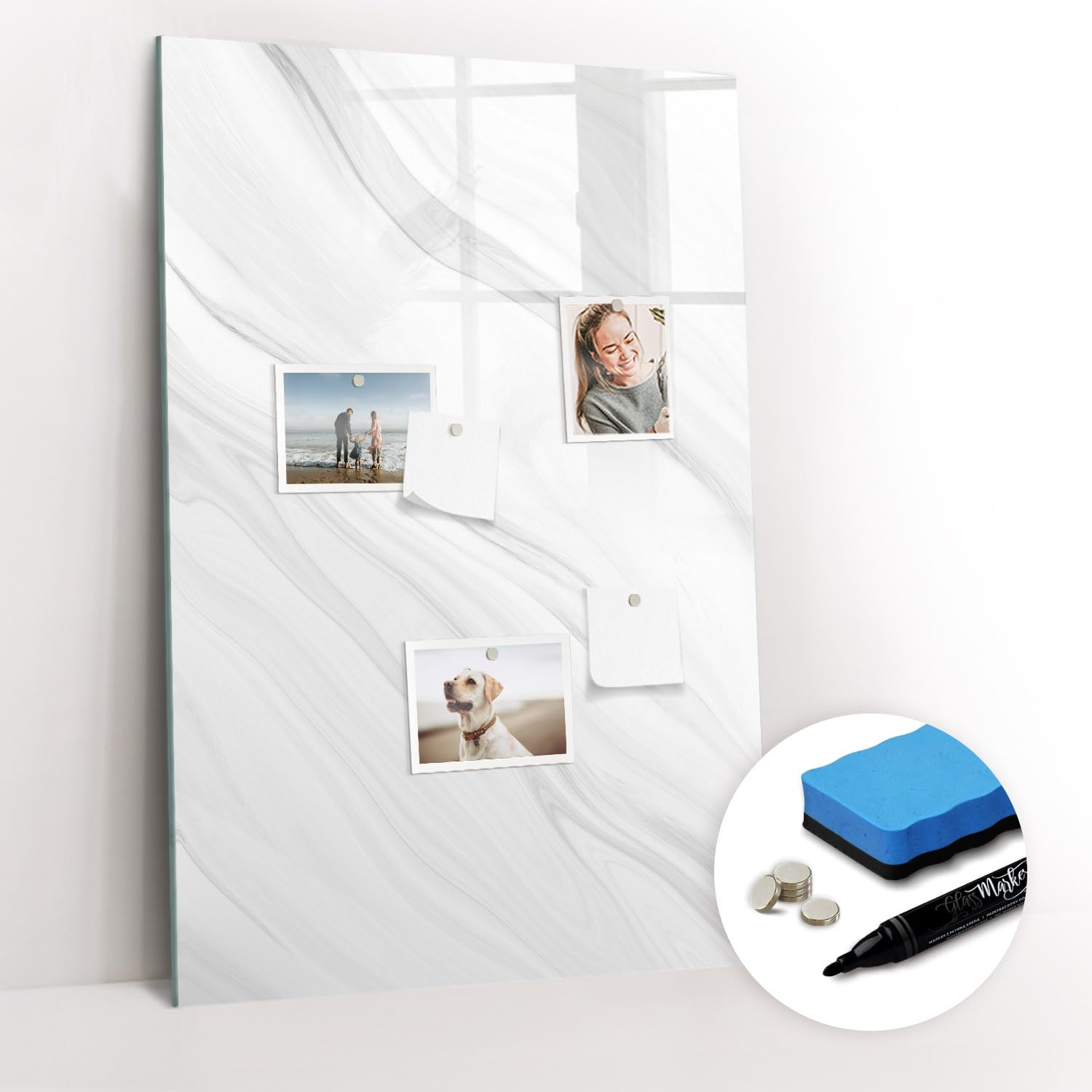 Lavagna da Parete Magnetica in Vetro | Include Magneti, Pennarello e Gomme | Ideale per Ufficio, Casa, Studio e Task Planning - 60x40 - Agenda settimanale per bambini
