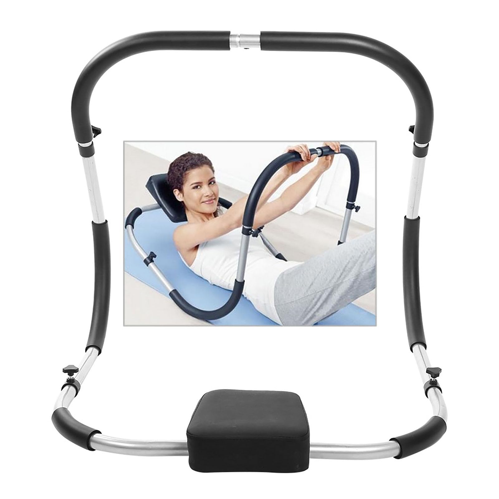 AB Roller Relaxdays - Appareil Abdominaux à Domicile - Support Nuque - Pliable - 66x70x70cm - Noir