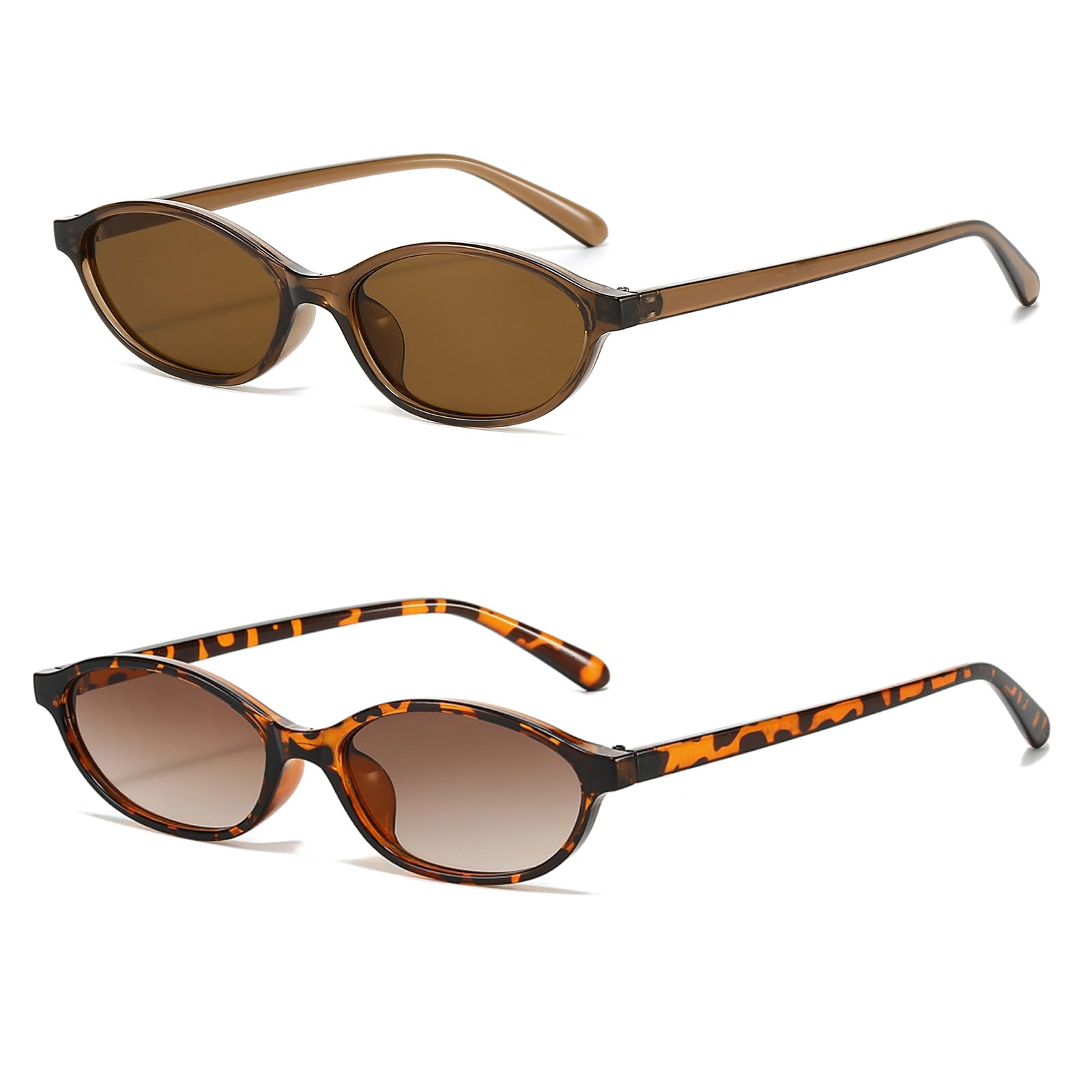YAMEIZE Ovale Vintage Sonnenbrille für Damen Herren Kleines Katzenaugen Design Oval Retro Trendige 90er Sonnenbrille UV400 Schutz