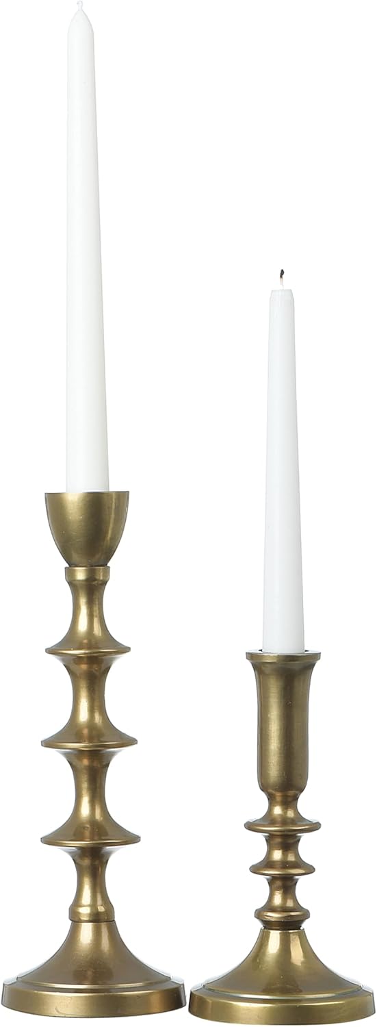 Creative Co-op Decorative Metal Taper Holders, Gold, Set of 2
