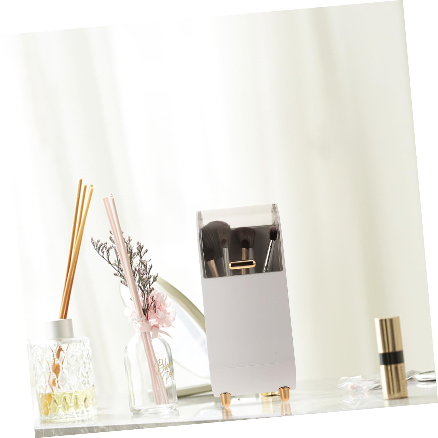 VICASKY 1pezzi Scatola Porta Pennelli Abs per Cosmetici Organizer per Pennelli da Trucco da Scrivania con Coperchio e Contenitore per Matite Leggero e Resistente