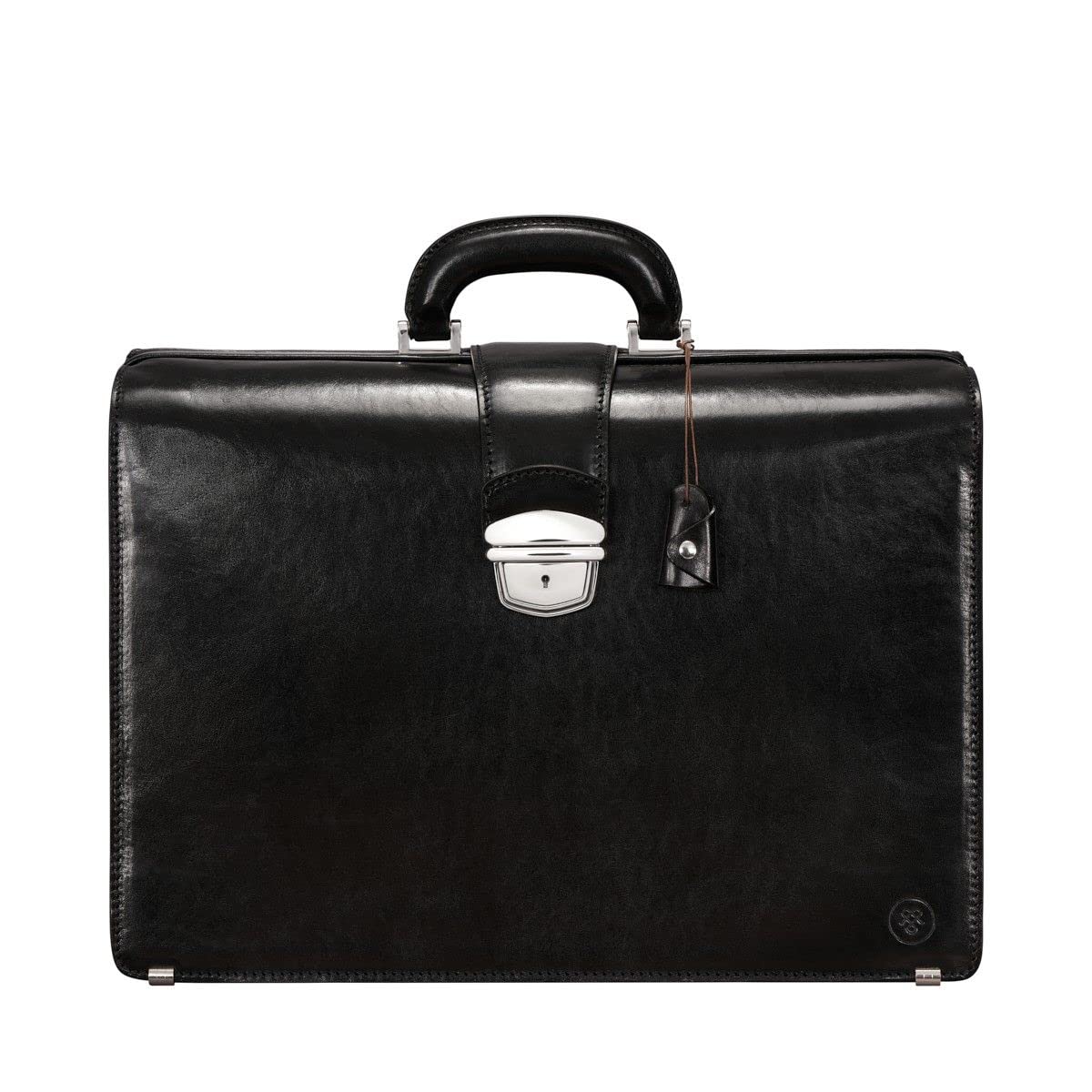 Maxwell Scott - Luxury Leather Large Lawyer Briefcase for Men - Top Handle with Key Lock - Made in Italy - The Basilio Large