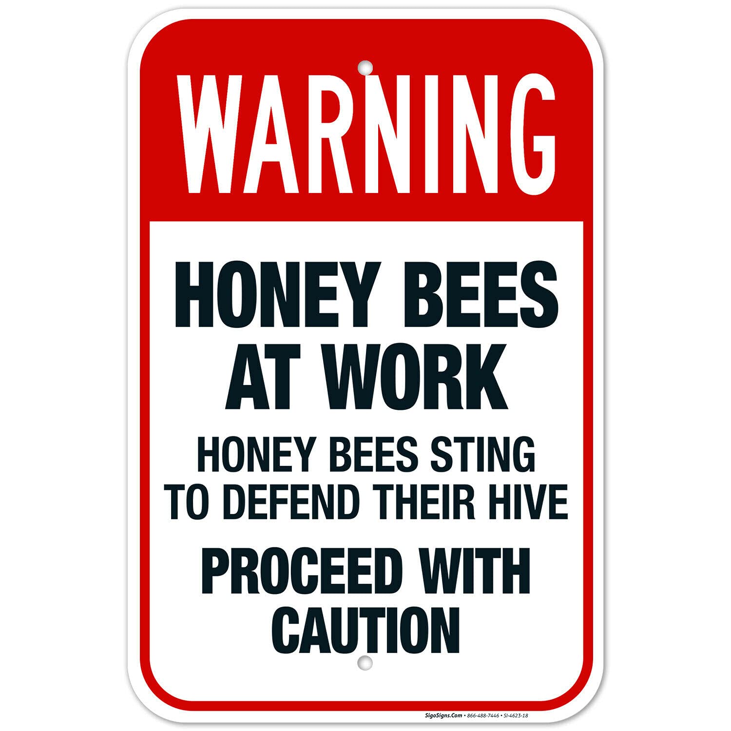 Kueprae A230 Honey Bees At Work Honey Bees Sting To Defend Their Hive Proceed Warning Metal Sign 8X12 Inch