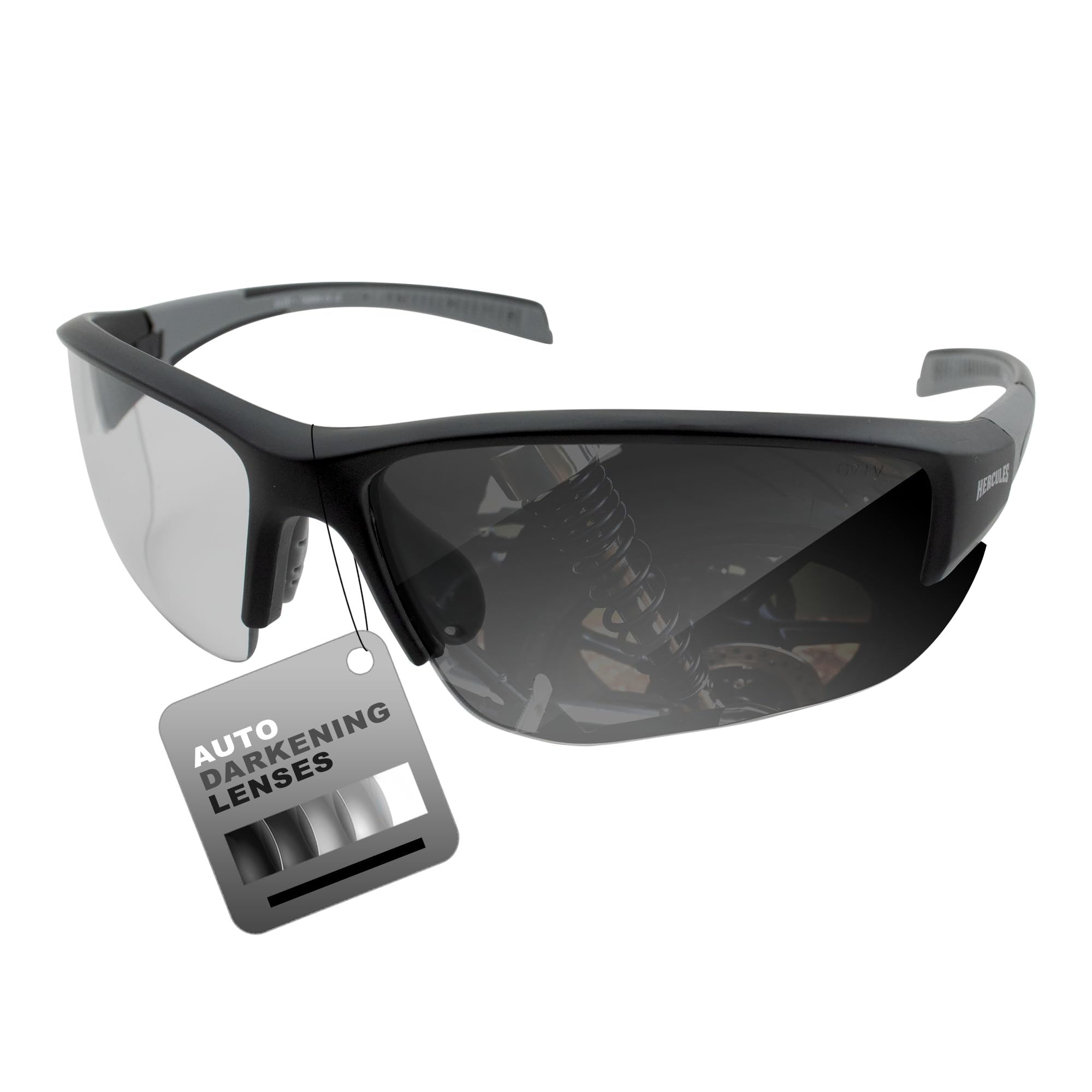 Global Vision Hercules 7 Safety Sunglasses Photochromic Auto-Darkening Clear to Smoke Lens ANSI Z87.1