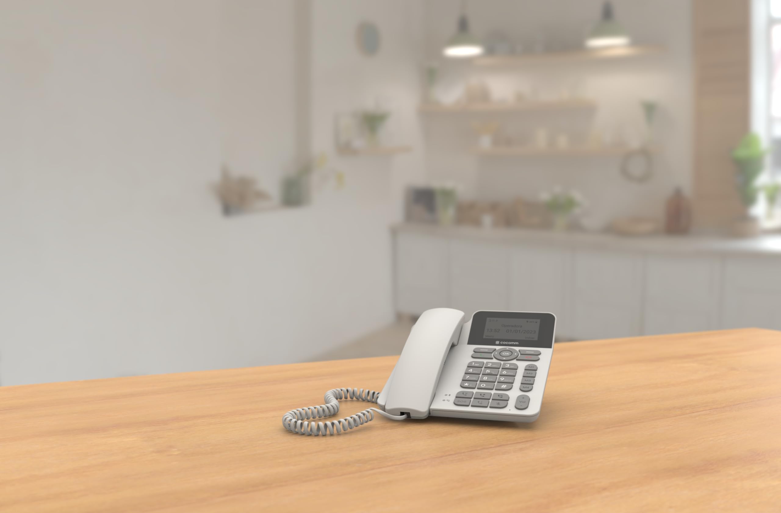 F360 Teléfono Fijo con SIM, 4G, Bluetooth5, Volte, Botón SOS, Uso residencial, Uso Profesional, móvil de fácil Funcionamiento, Color Blanco