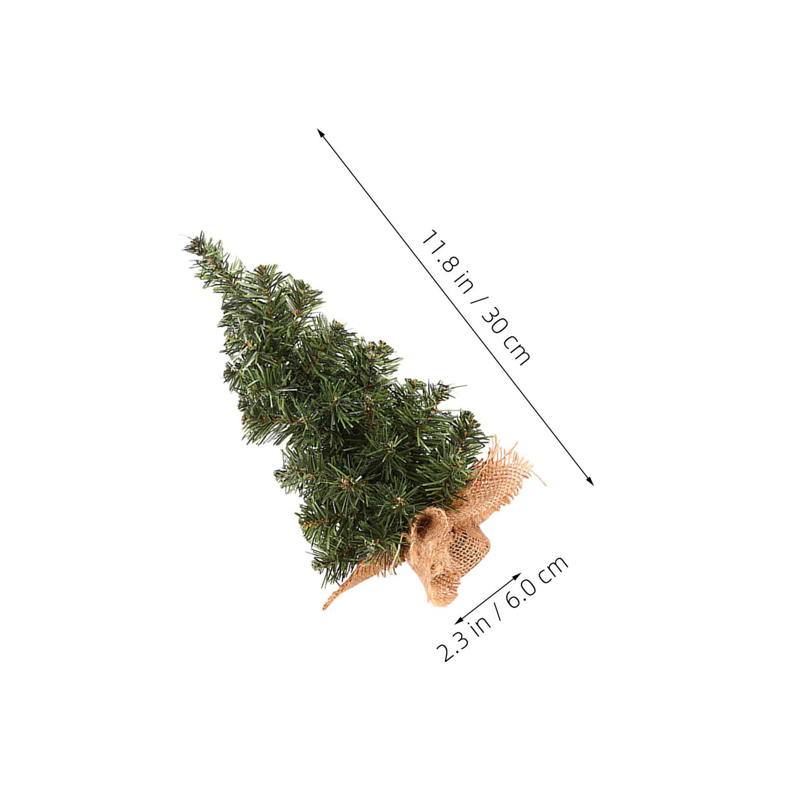 6 Mini Alberi di Natale Artificiali da Tavolo con Base in Tela di Iuta Mini Alberi da Scrivania Decorativi per Feste Ambienti Interni e Progetti Creativi 30 CM