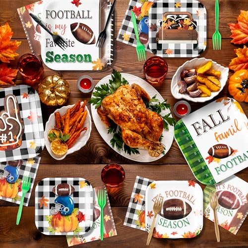 G1Ngtar G1-FALL FOOTBALL TABLEWARE 96P 96Pcs Fall Football Party Plates Supplies thumb #4