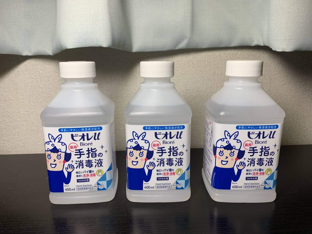 Amazon.co.jp: ビオレu手指の消毒液 つけかえ用3本セット 400ml×3本
