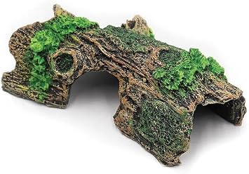 Resin Hollow Tree Trunk Fish Tank Decorations, Aquarium Betta Fish Hideout Caves, Climbing and Hide Toy for Reptile Lizard Newt Hermit Crab