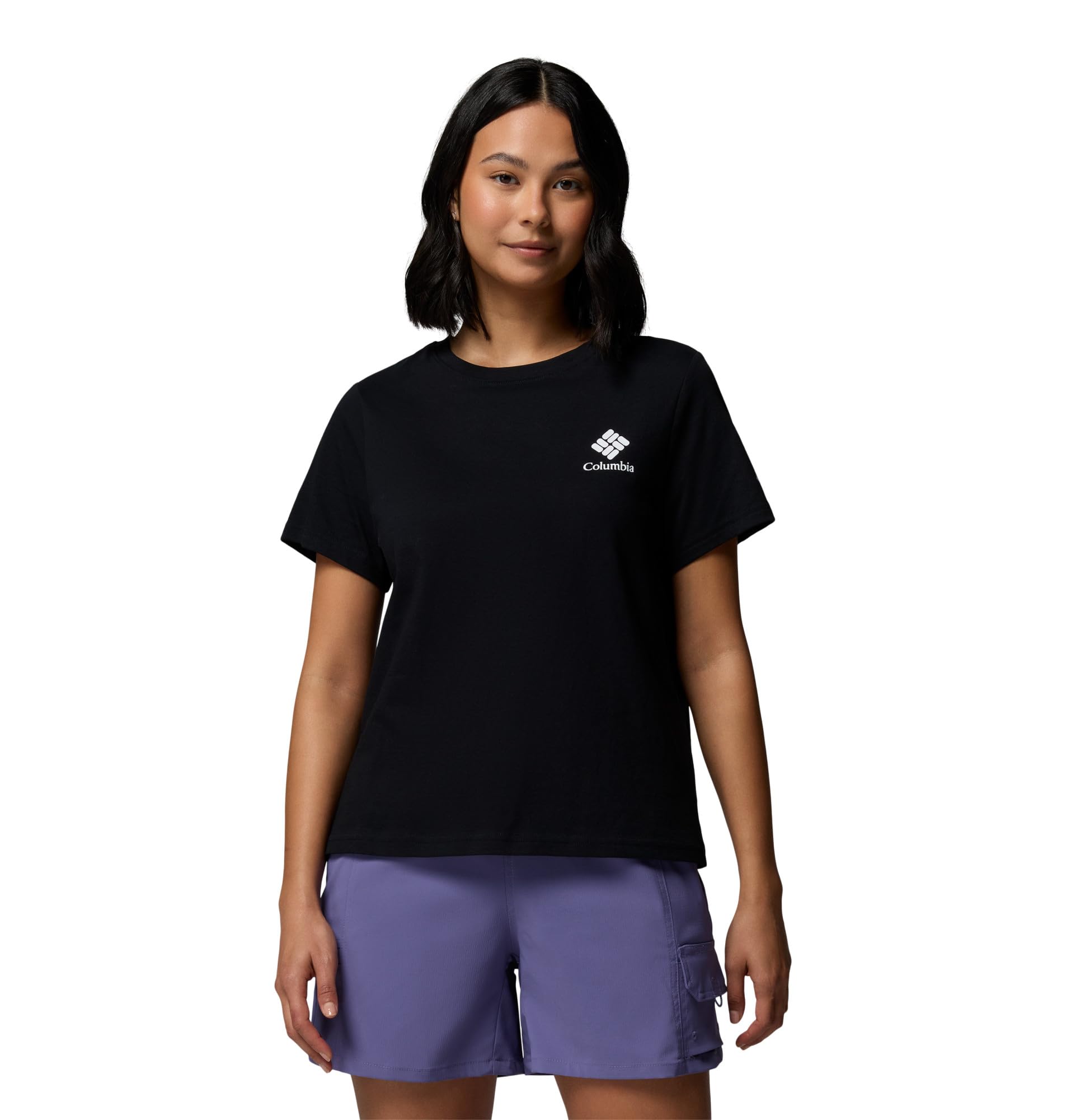 Columbia Women's Black Rolling Bend™ Graphic Short Sleeve T in Size 12, Sports Direct