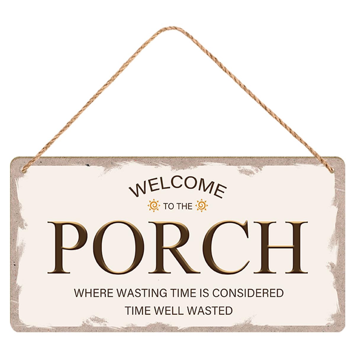 Porch Decor Welcome to The Porch Wooden Sign Print Decor Home Garden Farmhouse Porch Patio Yard Wall Art 5X10 Inch Wooden Hanging Plaque Indoor Outdoor Decorations