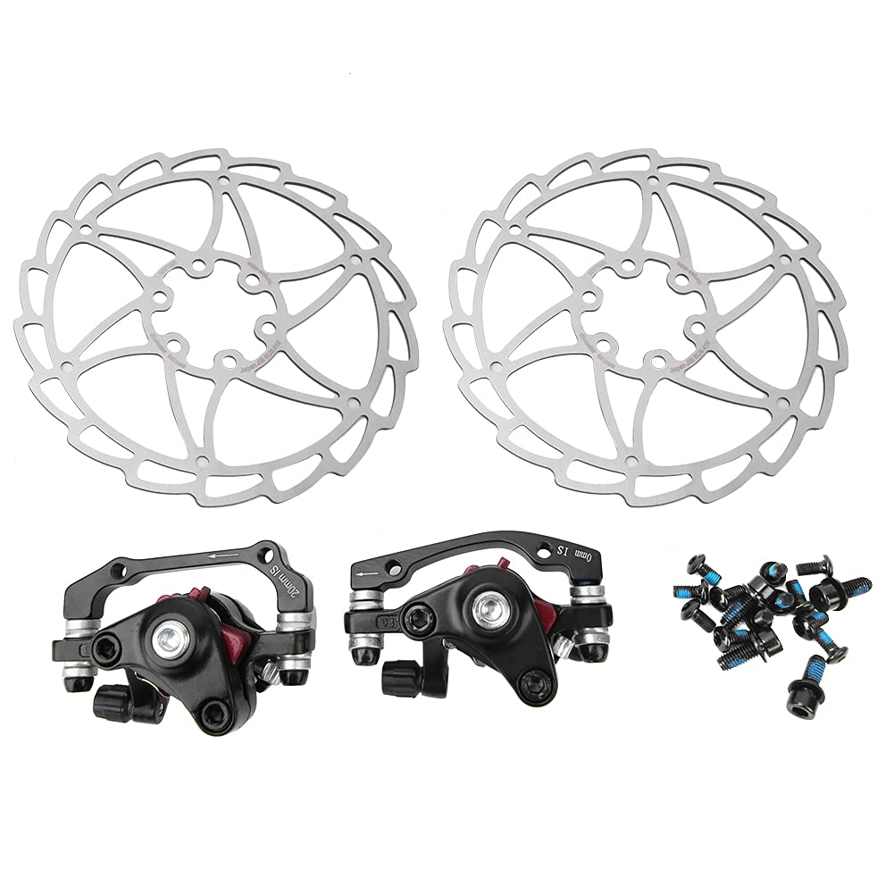 Niiyen Mountain Bike Disc Brake kit, 2 Pcs Stainless Steel 160 mm Rotors and Front and Rear Brake Caliper Set Universal Accessory for Riding