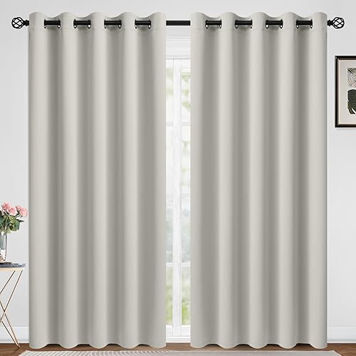 Miniatura 203 de COSVIYA Cortinas 100% opacas para dormitorio con forro negro, bloqueo de luz completa, aislamiento térmico y ojales, tratamiento de ventana de 54