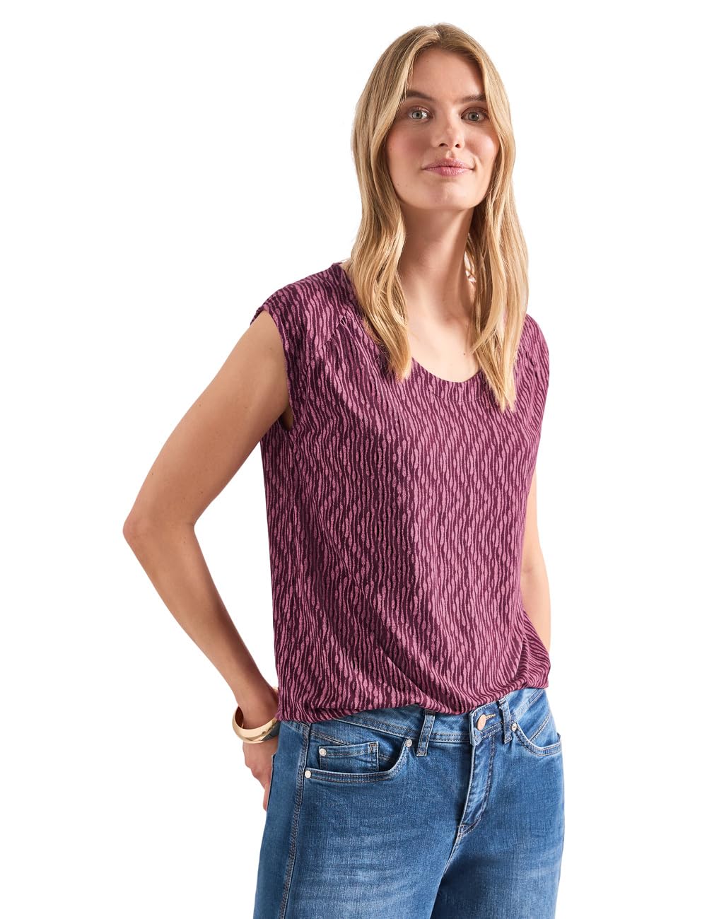 Street One Dropped Shoulder Shirt with Elastic Hem Blush Berry 44