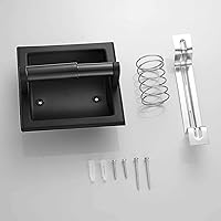 Vista 4 de Soporte de papel higiénico empotrado, soporte de pared de metal negro para rollo de papel higiénico para baño, diseño duradero y resistente que