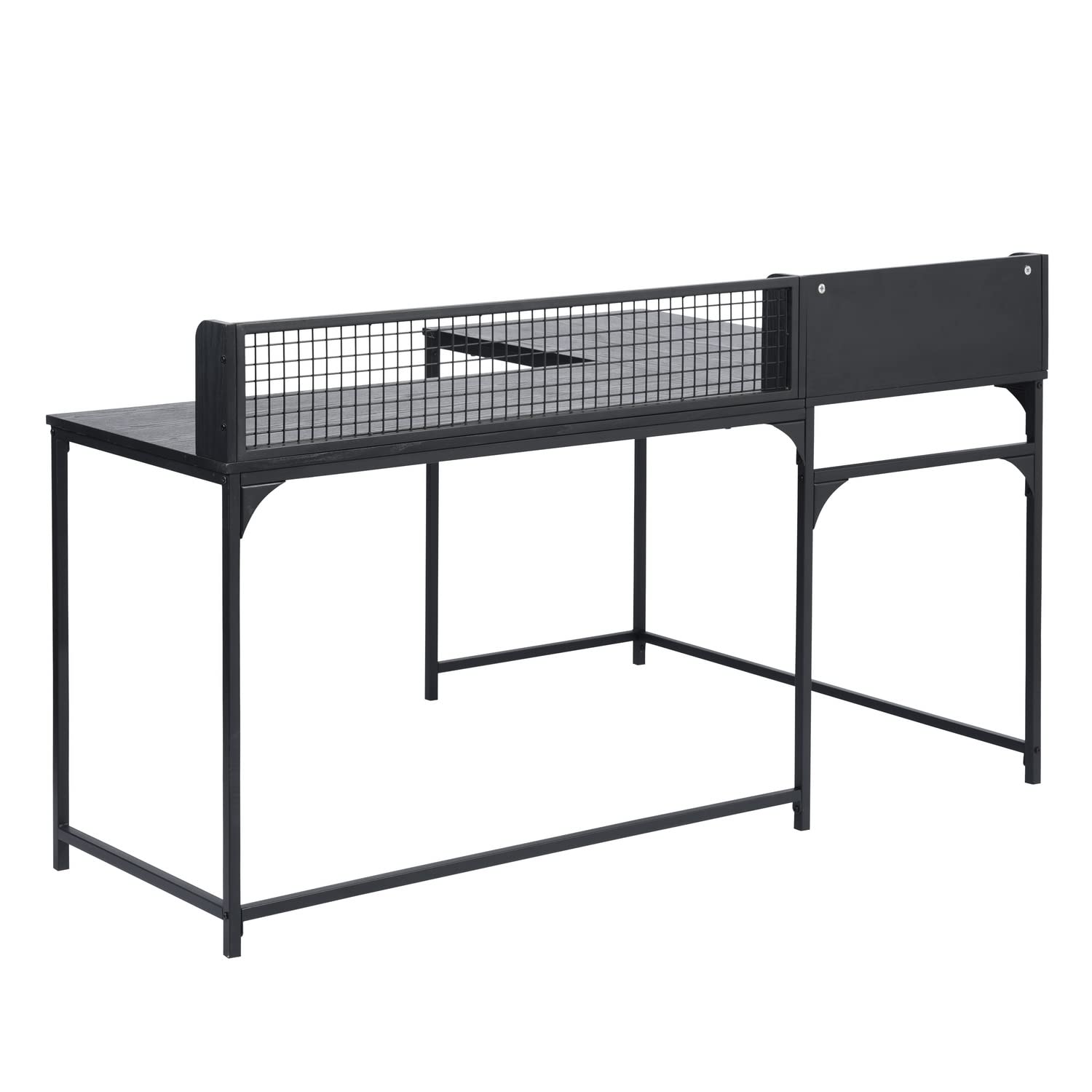 FurnitureR Escritorio esquinero en Forma de L, Mesa Industrial para computadora, Gran Superficie de Almacenamiento con Patas de Metal, estación de Trabajo para computadora, Escritorio de Estudio para