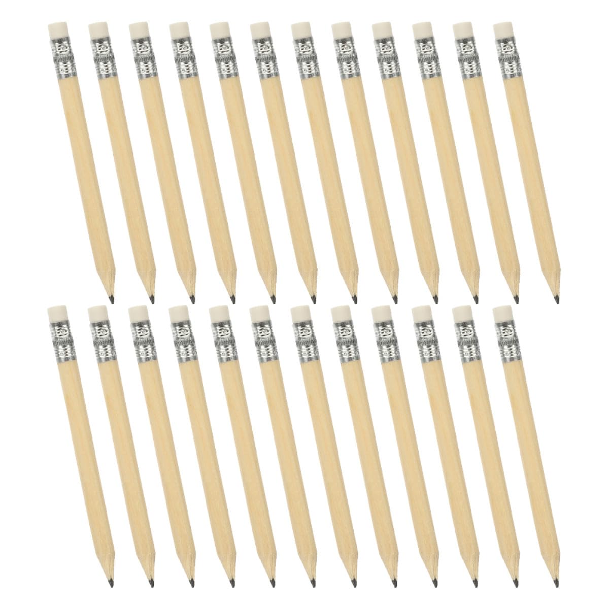 Operitacx Crayons Courts en Bois 10 Cm avec Gomme Intégrée, Mini Crayons Ronds Naturels pour Marquage Golf, Camping et Fournitures Scolaires Garçon et Filles Primaire