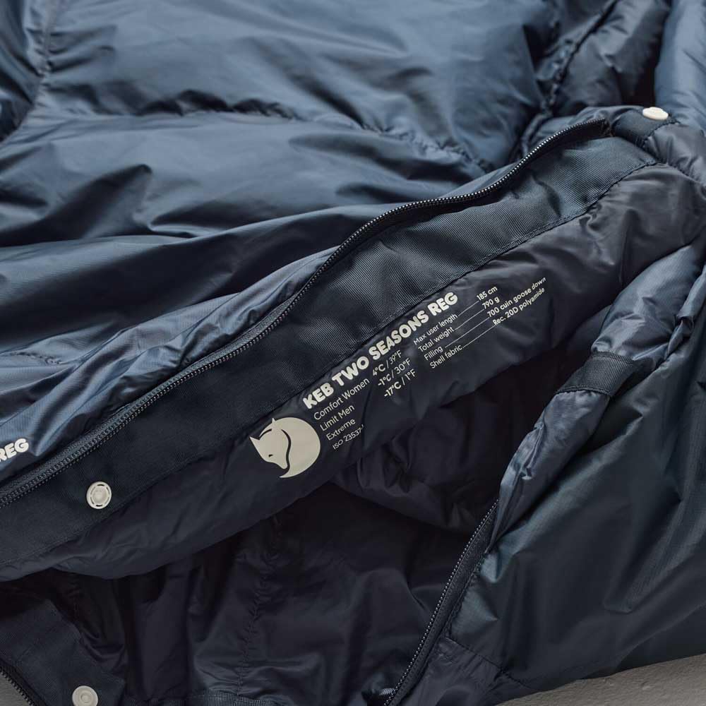 FJALLRAVEN 62742-560 Keb Dwa pory roku Długi śpiwór Unisex Granatowy Rozmiar Jeden Rozmiar