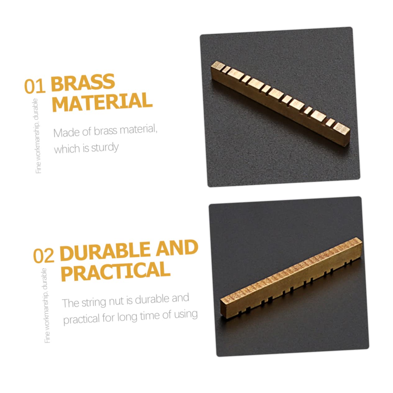 VANZACK String Guitar Bridge Nut Professional Brass String Nut for Stringed Instruments Easy to Install Enhances Tone and Sustain for Acoustic Guitar Accessories