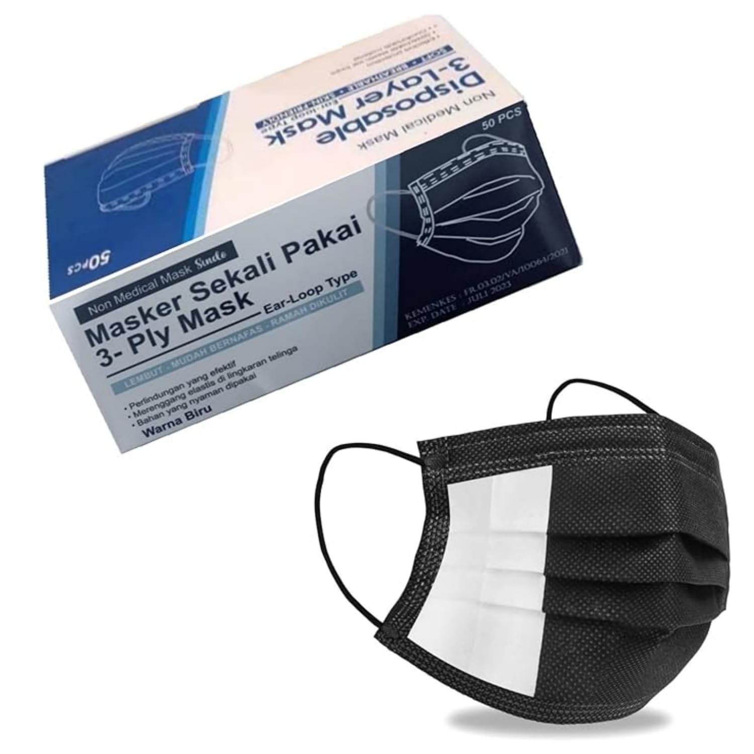 Disposable Face Mask,50 Pack Face Mask 3 Ply Filter Protection, Disposable Face Mask, 50 Disposable Protective Mask (BLACK, 50 Pieces)