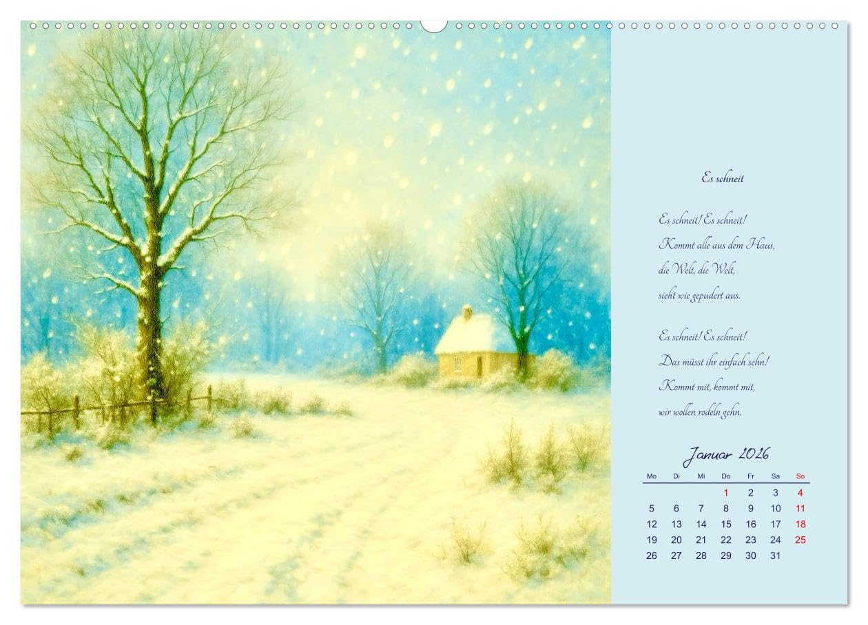 Gedichte. Die berühmtesten deutschsprachigen Verse (hochwertiger Premium Wandkalender 2026 DIN A2 quer), Kunstdruck in Hochglanz: Poetische Meisterwerke der deutschen Lyrik (CALVENDO Kunst)