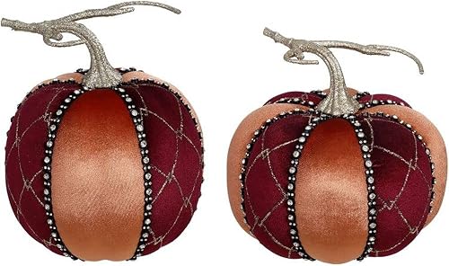 Mark Roberts Calabaza de Halloween otoñal de 2023, surtido de 2, 6-7 pulgadas, decoración festiva de calabaza, diseños surtidos, exhibición de