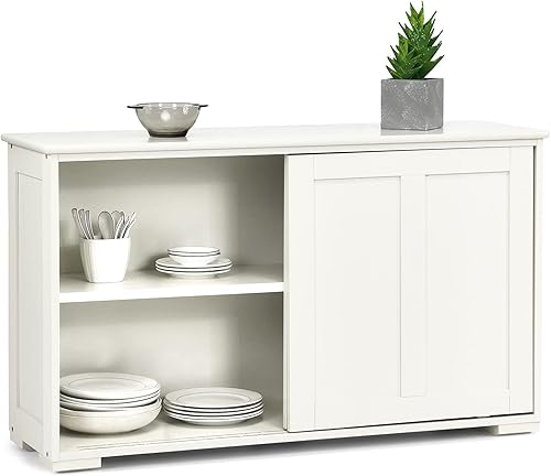 Miniatura 23 de Costzon Aparador Buffet Gabinete, Gabinete de Almacenamiento de Cocina de Madera con Estante Ajustable, Puerta Corrediza de Granero, Gabinete de
