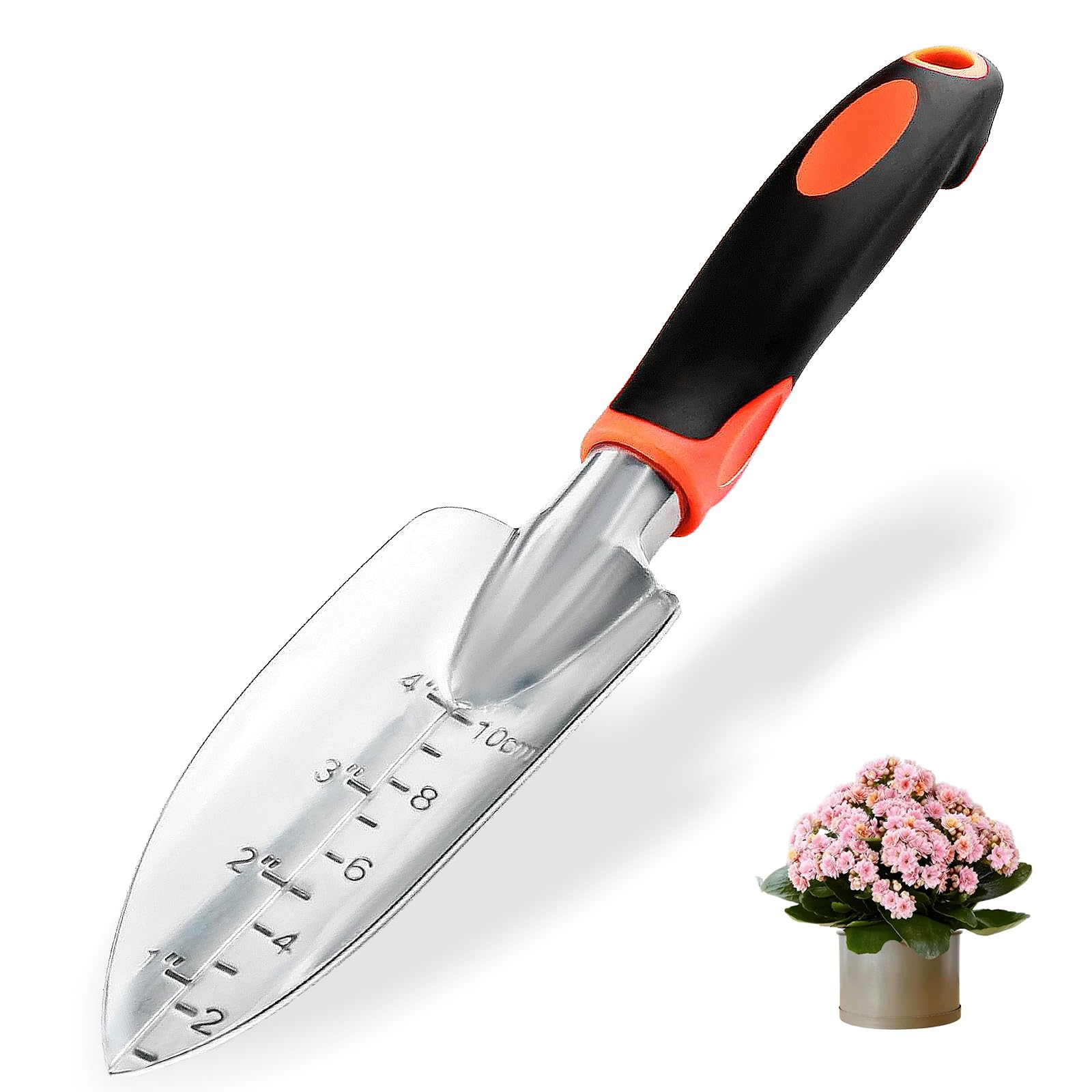 Blumenkelle, Gartenschaufel Hand, Blumenkelle Pflanzkelle, Gartenschaufel Edelstahl, Pflanzschaufel, zum Pflanzen, Umpflanzen, Jäten, Bewegen und Einebnen von Erde(B)