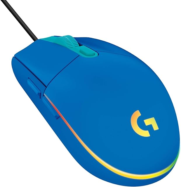 Logitech G203 LIGHTSYNC Gaming Mouse with Customizable RGB Lighting, 6 Programmable Buttons, Gaming Grade Sensor, 8K DPI Tracking, Lightweight - Blue