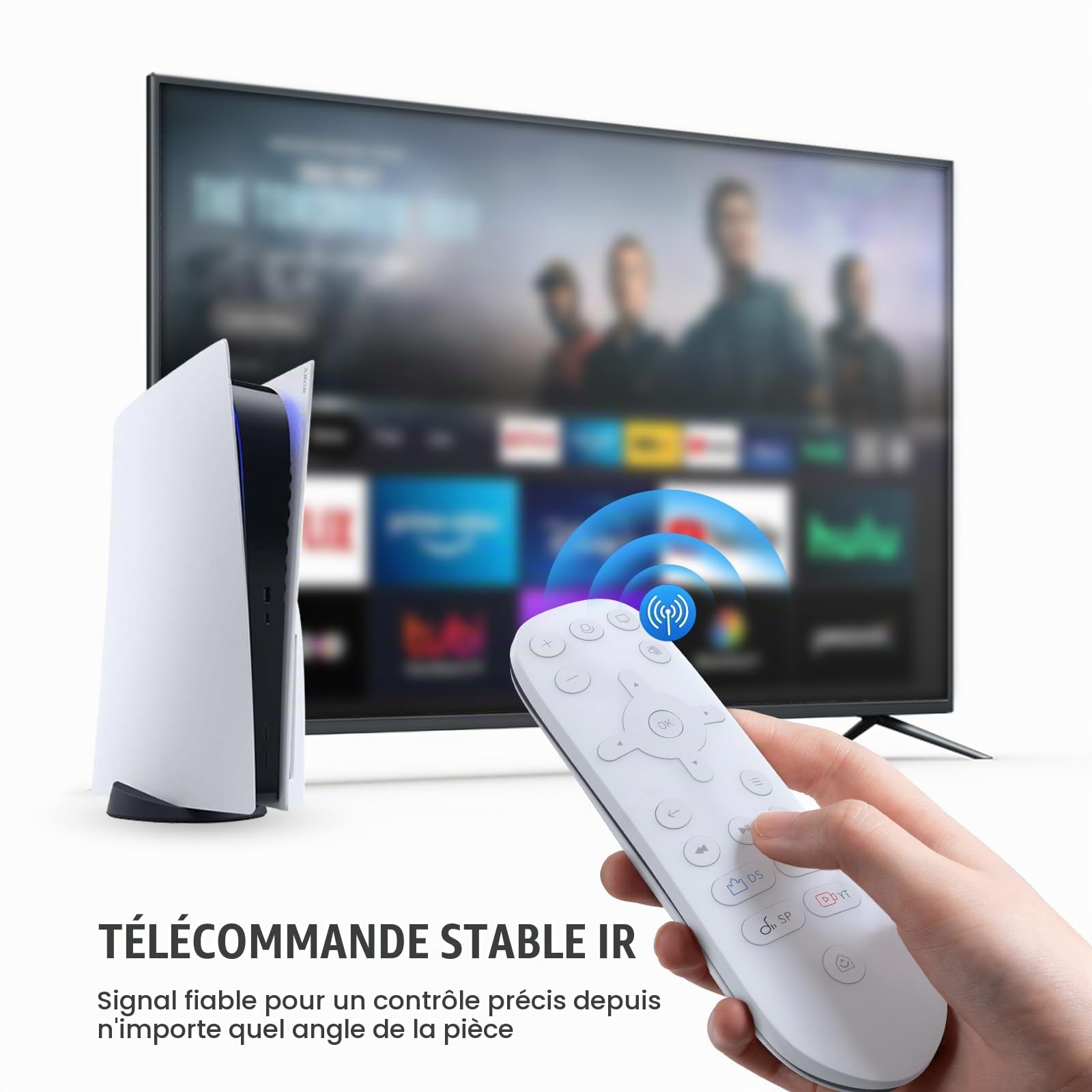 Télécommande multimédia compatible avec PlayStation 5, télécommande de jeu pour PS5, commandes d'alimentation/volume TV