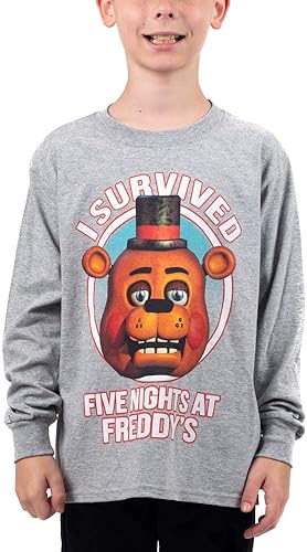 Bioworld Five Nights at Freddy's - Camisa de manga larga para niños, Gris