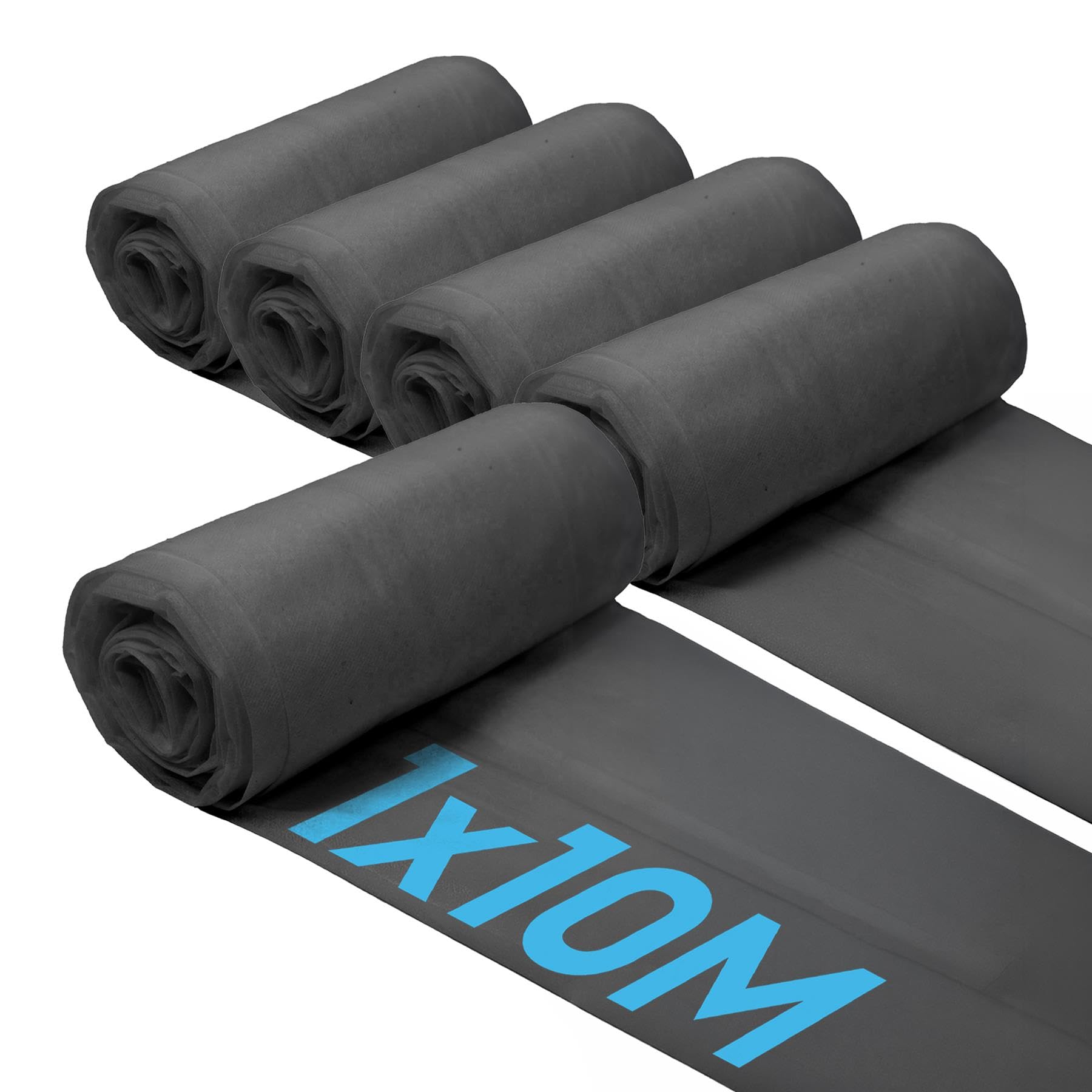 Harbour Housewares 50gsm Weed Control Fabric - 5 Rolls of 1M x 10M each - Black - Weed Control Membrane Barrier Ground Cover for Garden, Patios, Flower Beds, Fruits, Vegetables, Landscaping