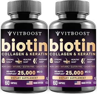 Biotin with Hyaluronic Acid, Collagen and Keratin – 25000 mcg Hair Growth Vitamins for Men and Women – Nails and Skin, USA Made - Third Party Tested, B1, B2, B3, B6, B7 Complex - 120 Capsules