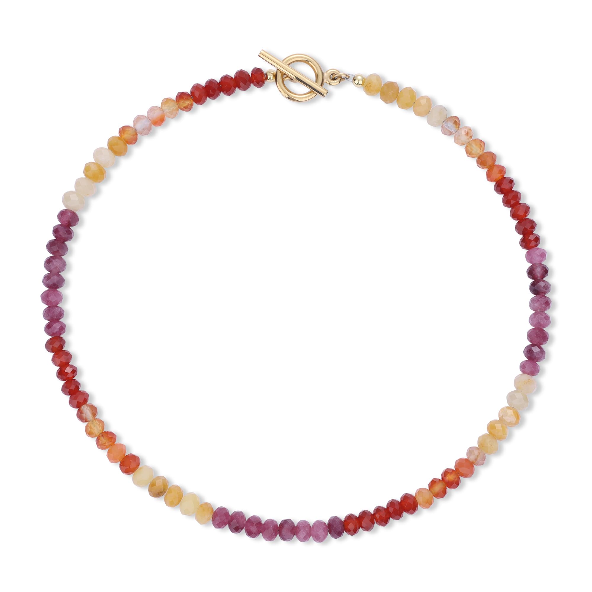 GAVU Collar para Mujer de Piedras Naturales, Collar de Cristales Multicolor para Mujer con Cierre OT de Acero Inoxidable Dorado